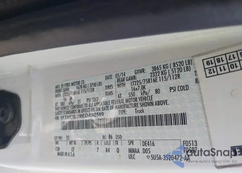 2014 Ford E-150 Commercial from USA, damaged, VIN 1FTNE1EW8EDA98589